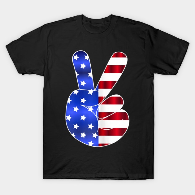 American Flag Peace Sign Hand-4th Of July-USA Funny Gifts T-Shirt by crowominousnigerian 